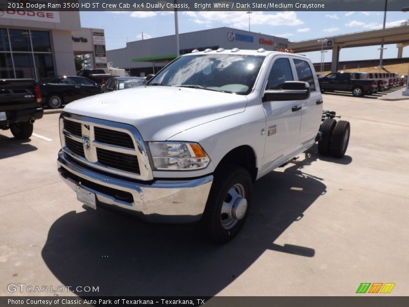 Bright White / Dark Slate/Medium Graystone 2012 Dodge Ram 3500 HD ST Crew Cab 4x4 Dually Chassis