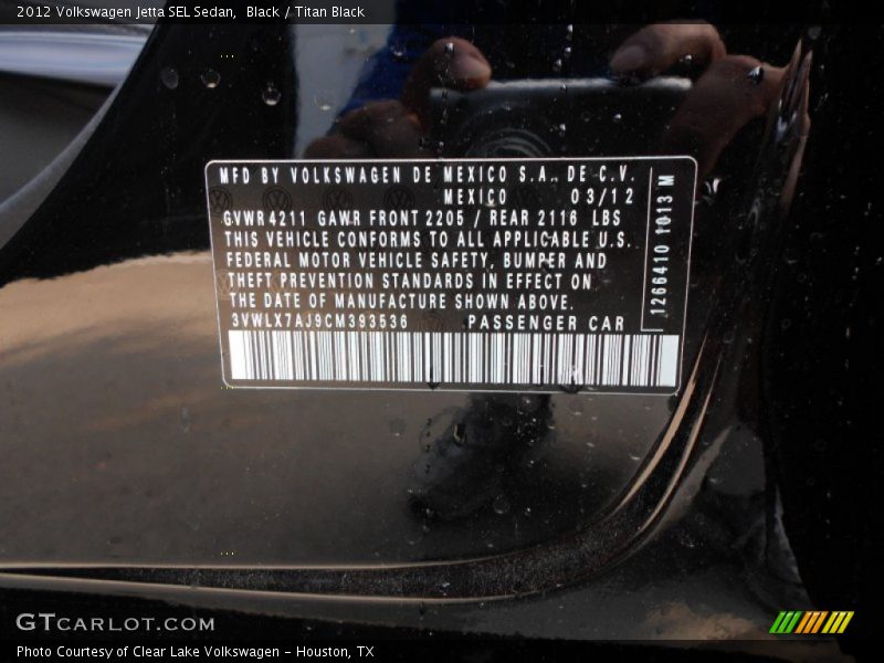 Black / Titan Black 2012 Volkswagen Jetta SEL Sedan