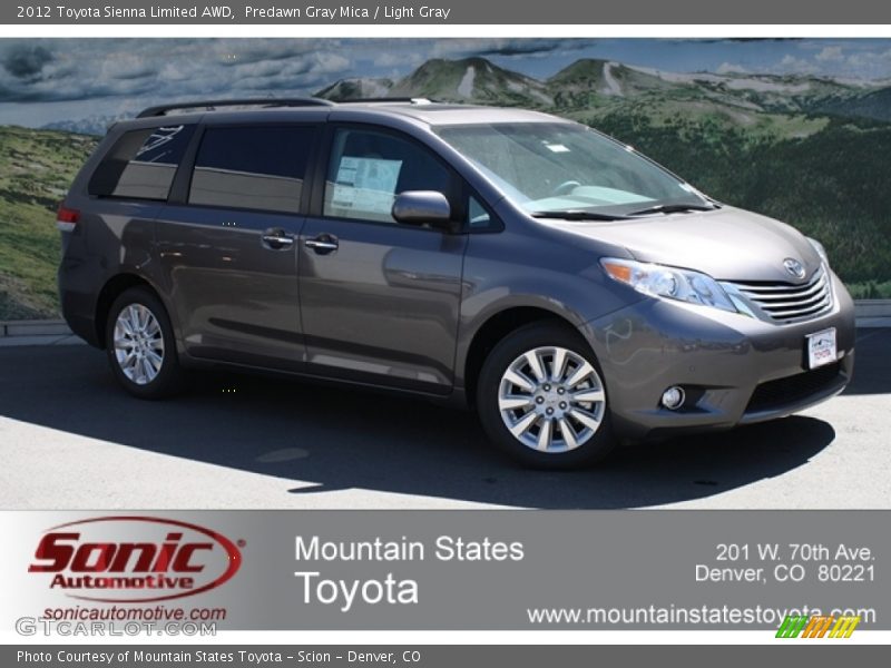 Predawn Gray Mica / Light Gray 2012 Toyota Sienna Limited AWD