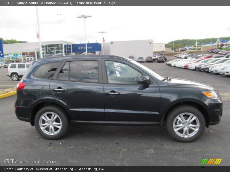 Pacific Blue Pearl / Beige 2012 Hyundai Santa Fe Limited V6 AWD