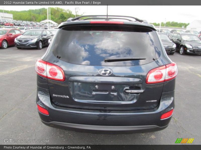 Pacific Blue Pearl / Beige 2012 Hyundai Santa Fe Limited V6 AWD