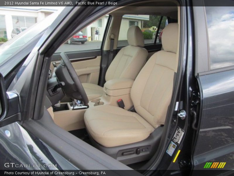 Pacific Blue Pearl / Beige 2012 Hyundai Santa Fe Limited V6 AWD
