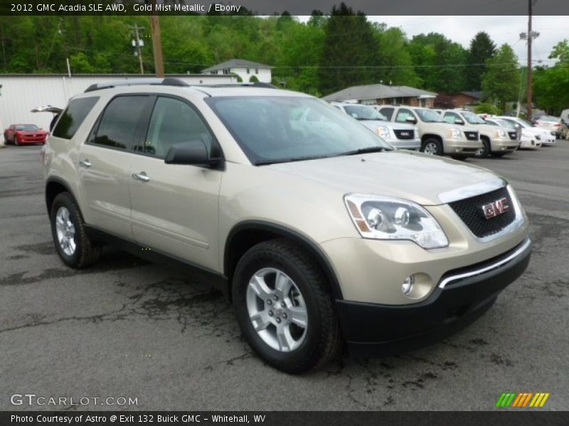Gold Mist Metallic / Ebony 2012 GMC Acadia SLE AWD