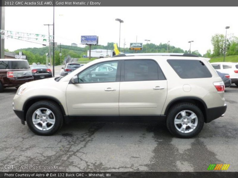 Gold Mist Metallic / Ebony 2012 GMC Acadia SLE AWD