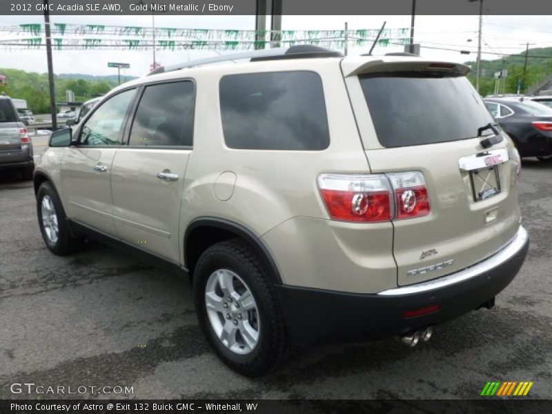 Gold Mist Metallic / Ebony 2012 GMC Acadia SLE AWD