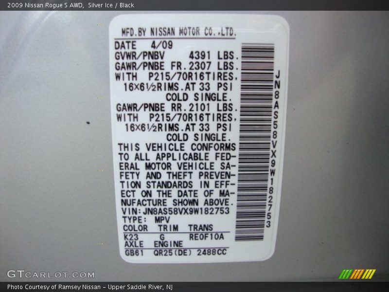 Silver Ice / Black 2009 Nissan Rogue S AWD