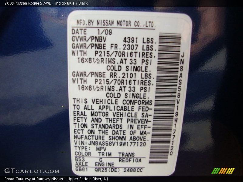 Indigo Blue / Black 2009 Nissan Rogue S AWD