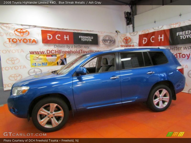 Blue Streak Metallic / Ash Gray 2008 Toyota Highlander Limited 4WD