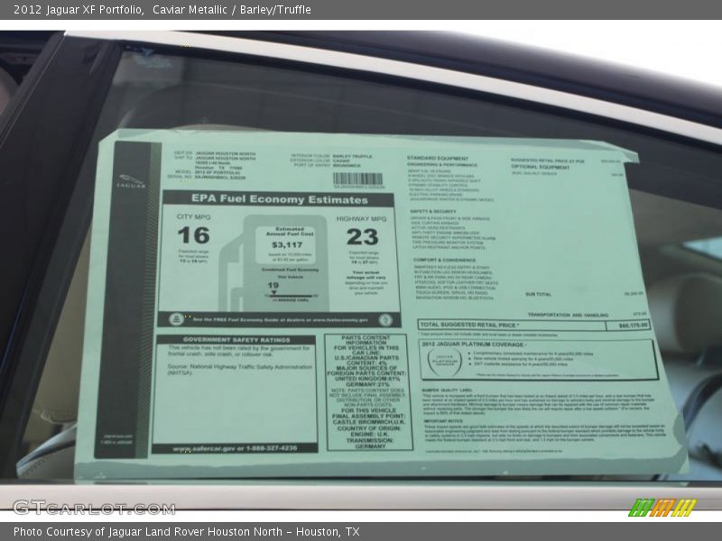  2012 XF Portfolio Window Sticker