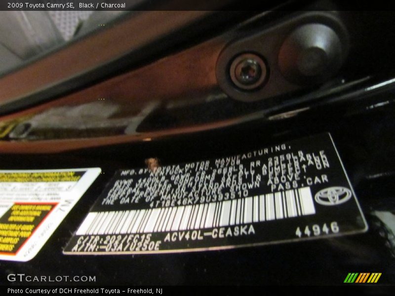 Black / Charcoal 2009 Toyota Camry SE