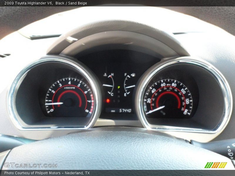 Black / Sand Beige 2009 Toyota Highlander V6