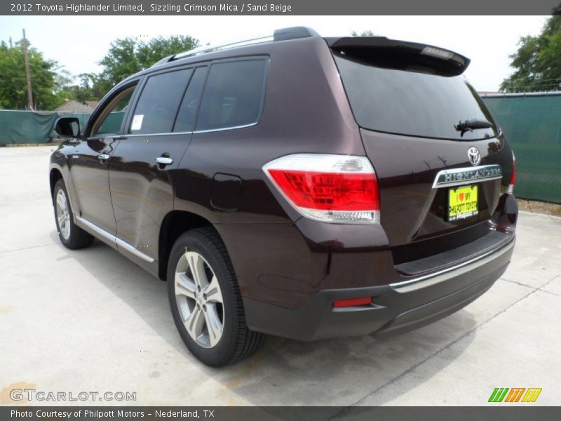 Sizzling Crimson Mica / Sand Beige 2012 Toyota Highlander Limited