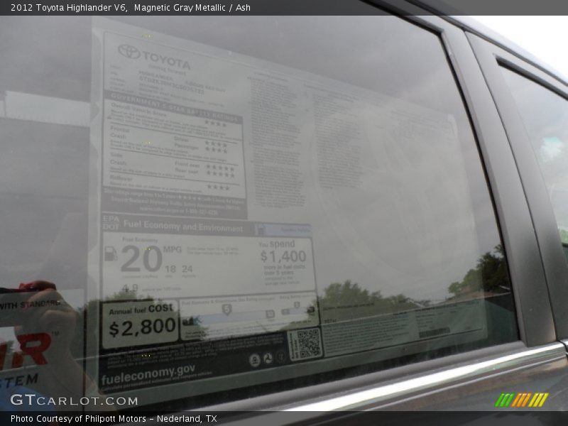 Magnetic Gray Metallic / Ash 2012 Toyota Highlander V6