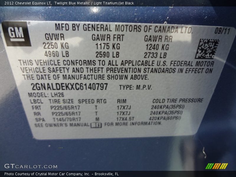 Twilight Blue Metallic / Light Titanium/Jet Black 2012 Chevrolet Equinox LT