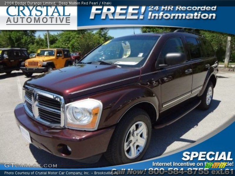 Deep Molten Red Pearl / Khaki 2004 Dodge Durango Limited