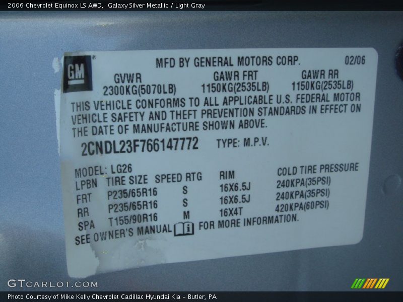 Galaxy Silver Metallic / Light Gray 2006 Chevrolet Equinox LS AWD