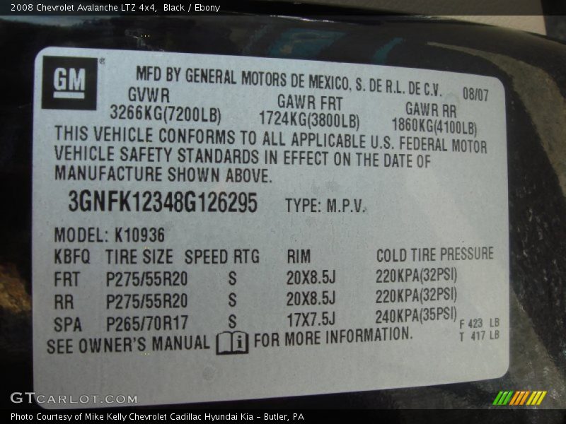 Black / Ebony 2008 Chevrolet Avalanche LTZ 4x4