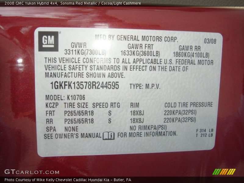 Sonoma Red Metallic / Cocoa/Light Cashmere 2008 GMC Yukon Hybrid 4x4