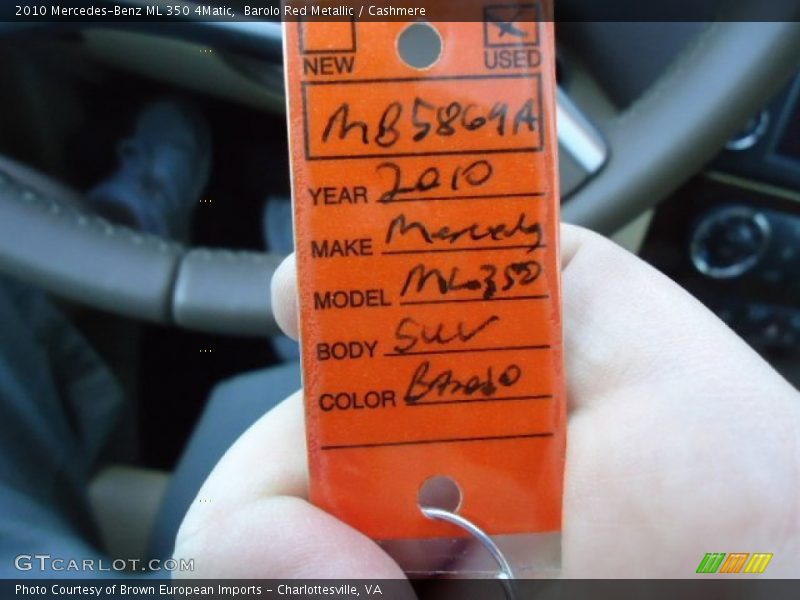 Barolo Red Metallic / Cashmere 2010 Mercedes-Benz ML 350 4Matic