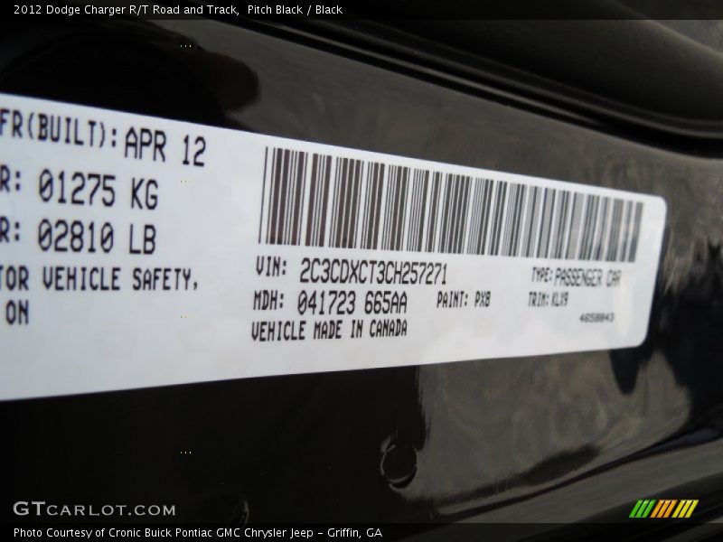 Pitch Black / Black 2012 Dodge Charger R/T Road and Track