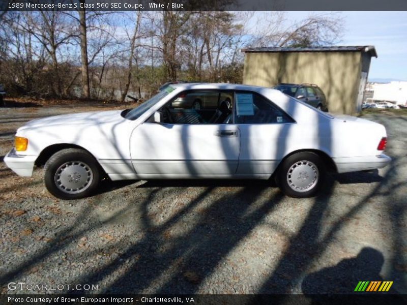 White / Blue 1989 Mercedes-Benz S Class 560 SEC Coupe