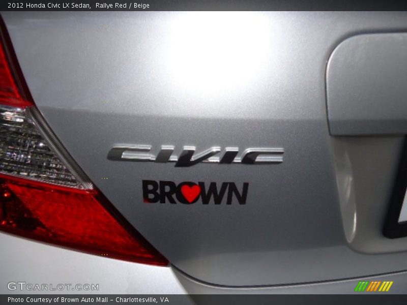 Rallye Red / Beige 2012 Honda Civic LX Sedan