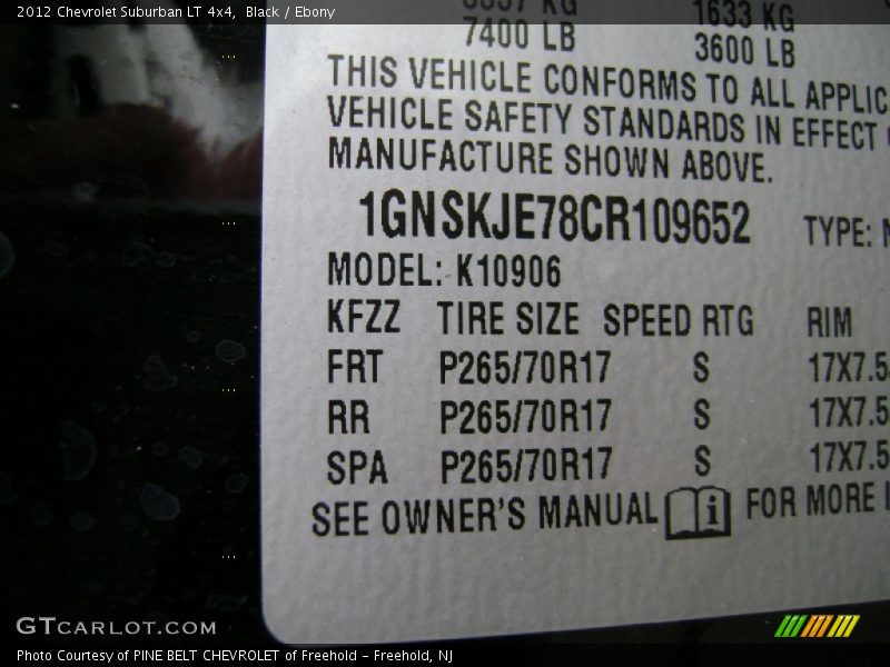 Black / Ebony 2012 Chevrolet Suburban LT 4x4