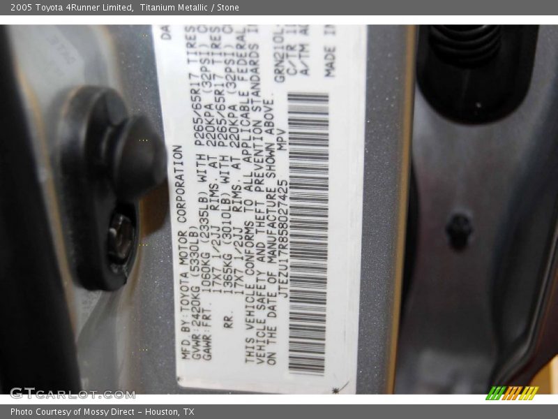 Titanium Metallic / Stone 2005 Toyota 4Runner Limited