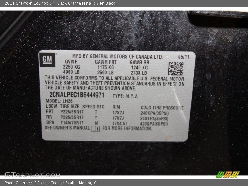 Black Granite Metallic / Jet Black 2011 Chevrolet Equinox LT