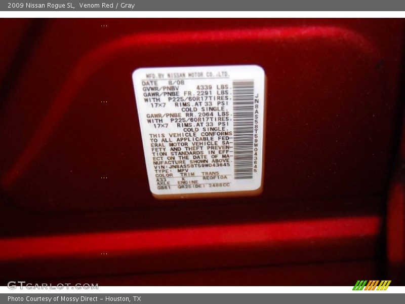 Venom Red / Gray 2009 Nissan Rogue SL