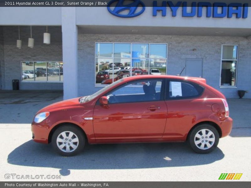 Sunset Orange / Black 2011 Hyundai Accent GL 3 Door