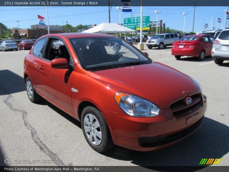 Sunset Orange / Black 2011 Hyundai Accent GL 3 Door