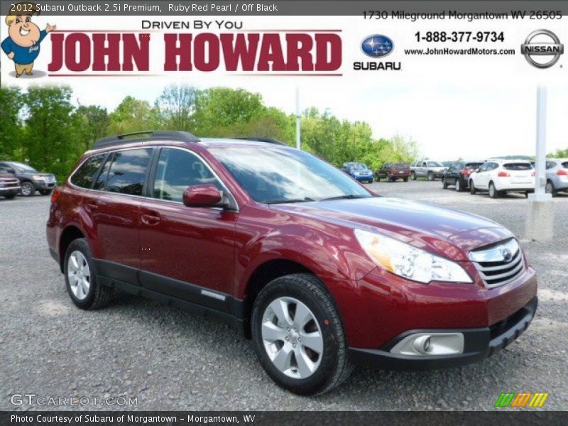 Ruby Red Pearl / Off Black 2012 Subaru Outback 2.5i Premium