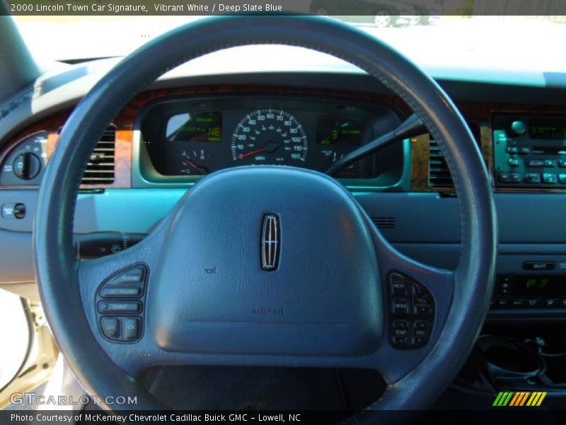 Vibrant White / Deep Slate Blue 2000 Lincoln Town Car Signature