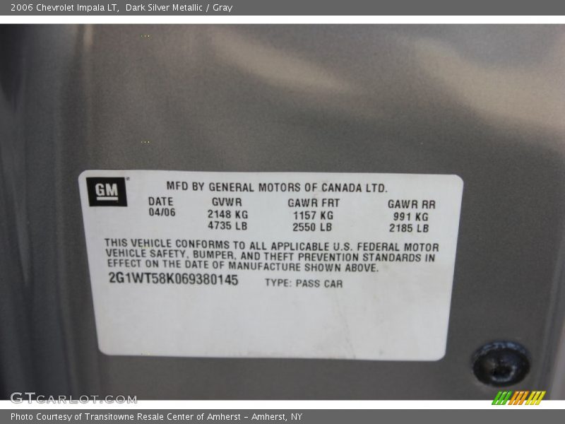 Dark Silver Metallic / Gray 2006 Chevrolet Impala LT