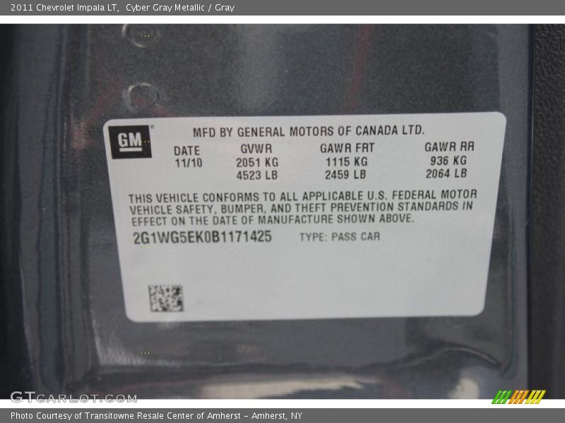 Cyber Gray Metallic / Gray 2011 Chevrolet Impala LT