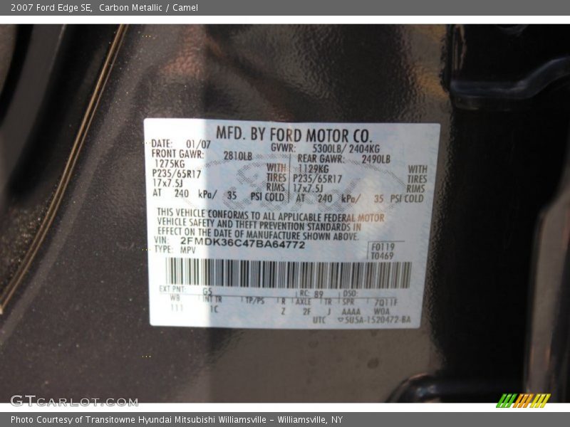 Carbon Metallic / Camel 2007 Ford Edge SE