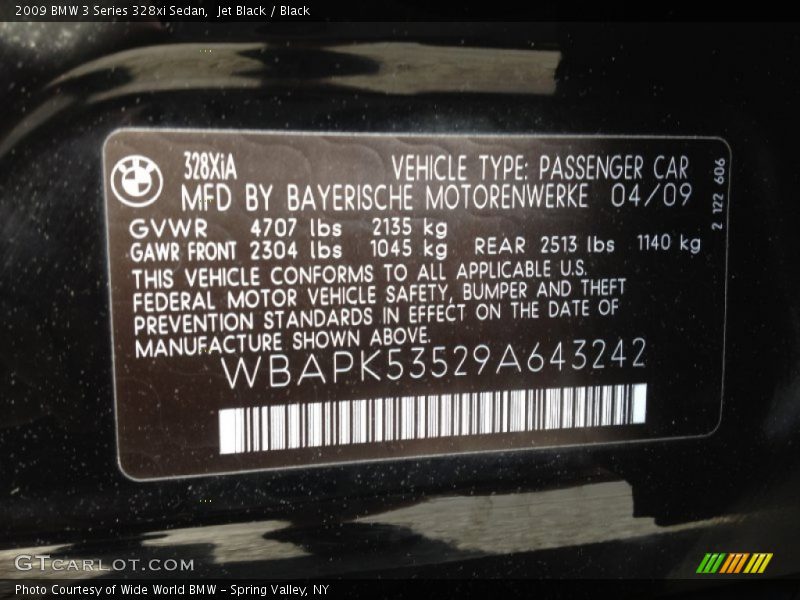 Jet Black / Black 2009 BMW 3 Series 328xi Sedan