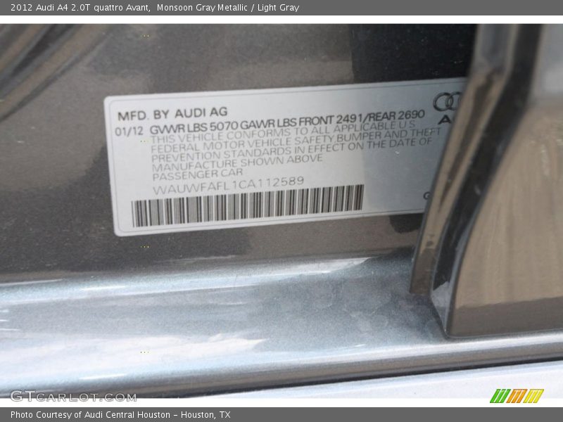 Monsoon Gray Metallic / Light Gray 2012 Audi A4 2.0T quattro Avant