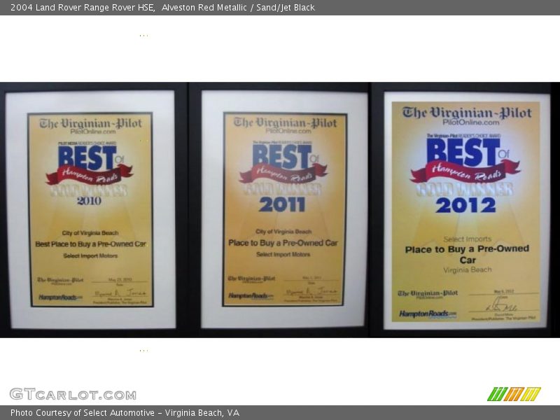 Alveston Red Metallic / Sand/Jet Black 2004 Land Rover Range Rover HSE