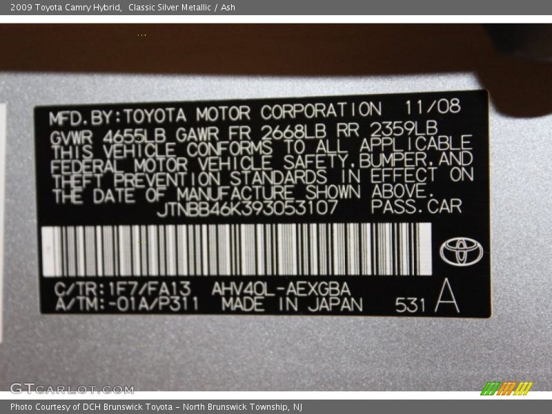 Classic Silver Metallic / Ash 2009 Toyota Camry Hybrid