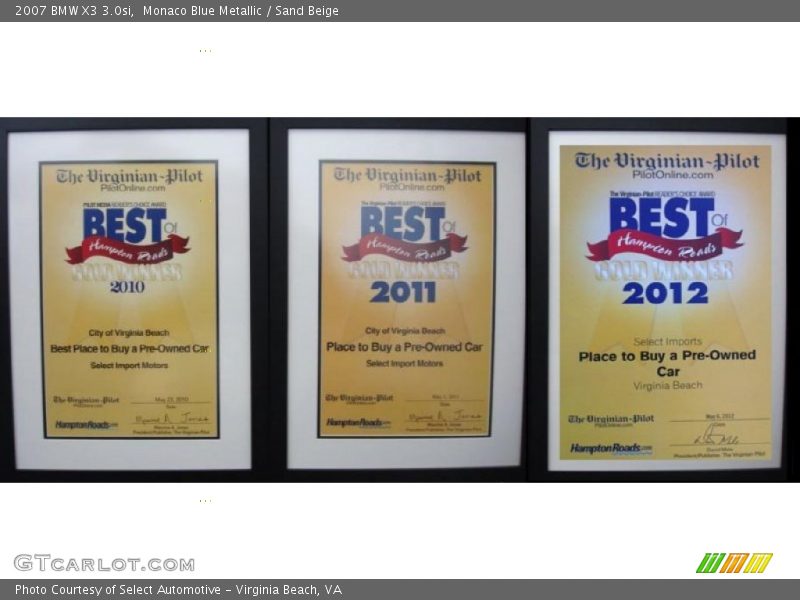 Monaco Blue Metallic / Sand Beige 2007 BMW X3 3.0si
