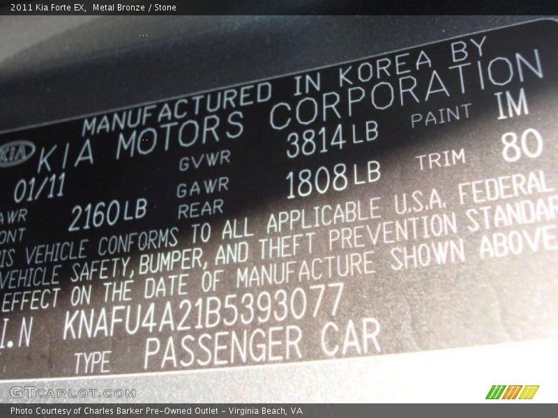 Metal Bronze / Stone 2011 Kia Forte EX