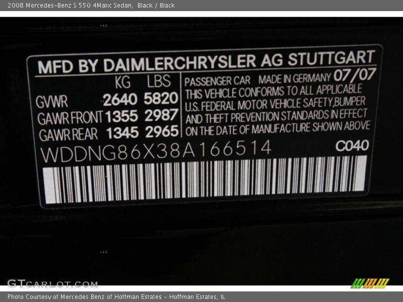 Black / Black 2008 Mercedes-Benz S 550 4Matic Sedan