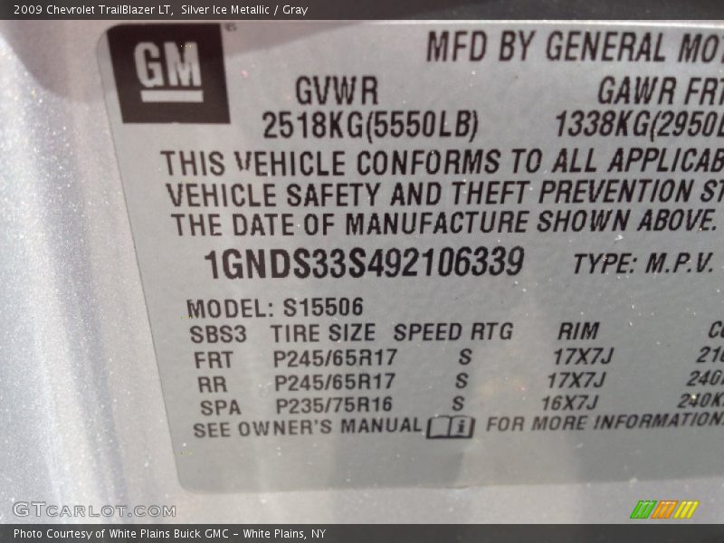 Silver Ice Metallic / Gray 2009 Chevrolet TrailBlazer LT