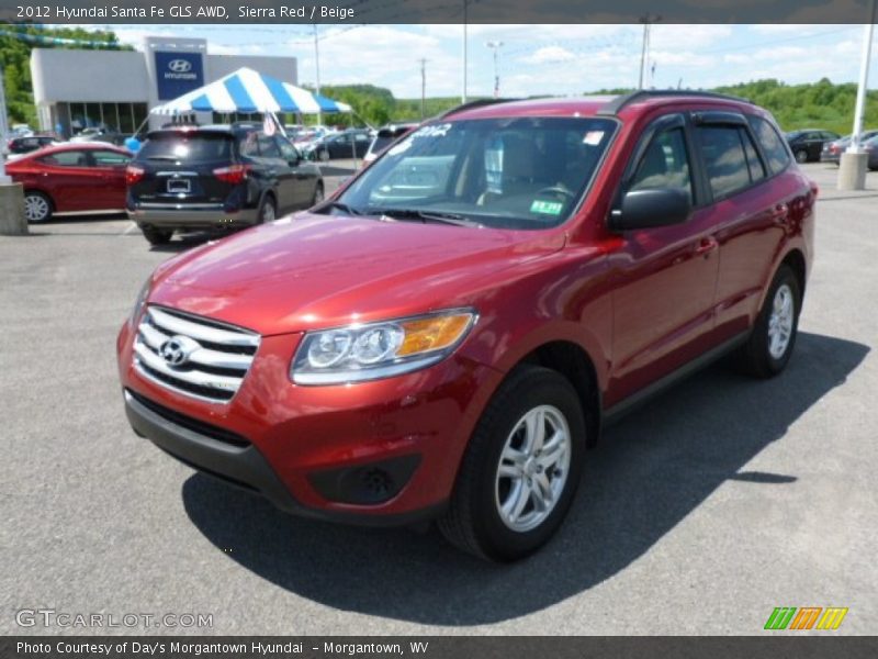 Sierra Red / Beige 2012 Hyundai Santa Fe GLS AWD