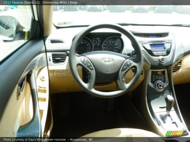 Shimmering White / Beige 2013 Hyundai Elantra GLS