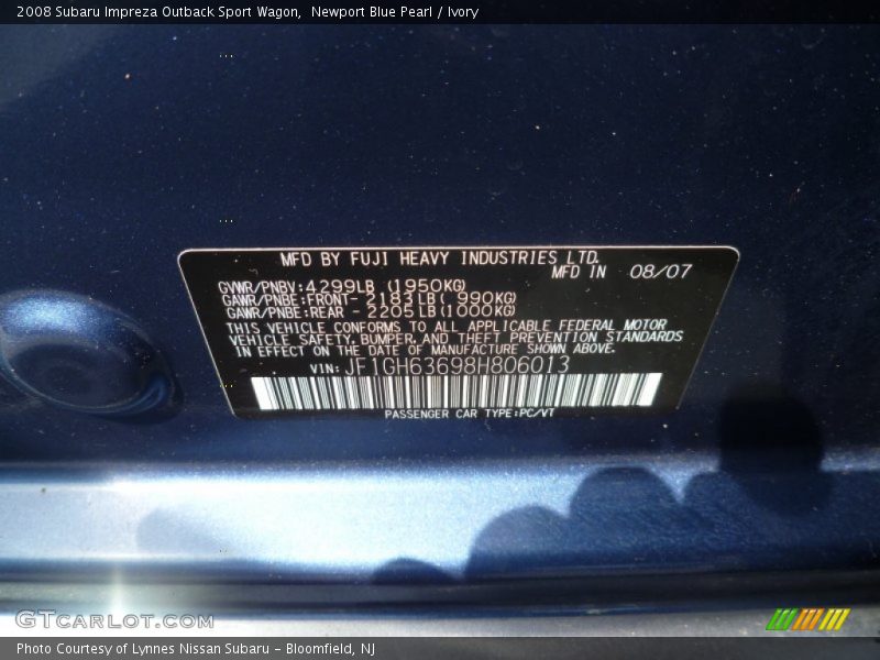 Newport Blue Pearl / Ivory 2008 Subaru Impreza Outback Sport Wagon