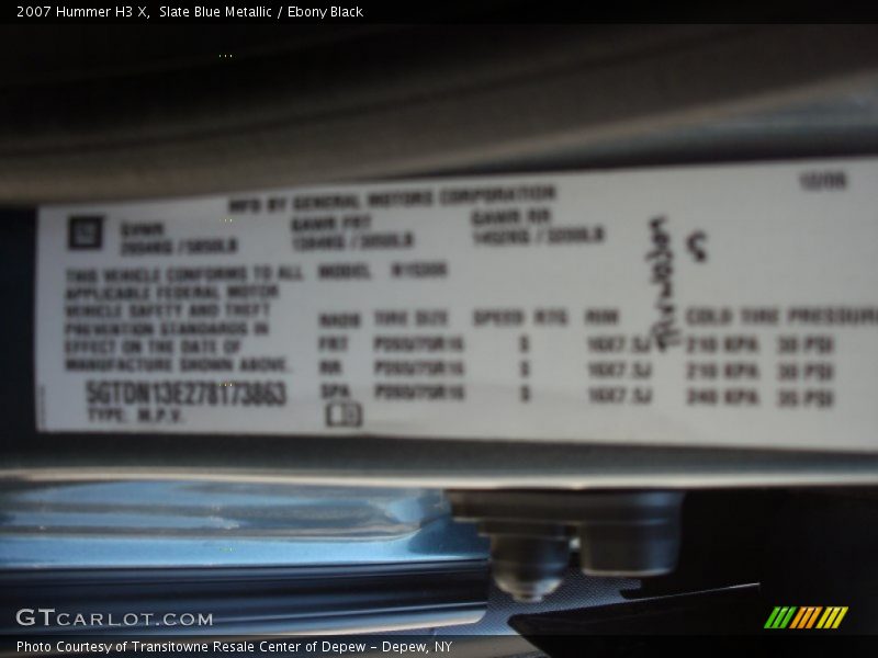 Slate Blue Metallic / Ebony Black 2007 Hummer H3 X