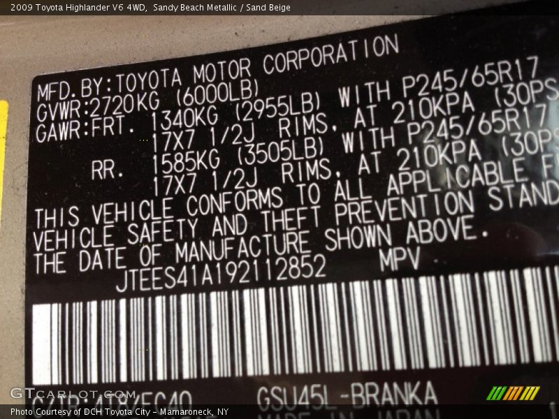 Sandy Beach Metallic / Sand Beige 2009 Toyota Highlander V6 4WD
